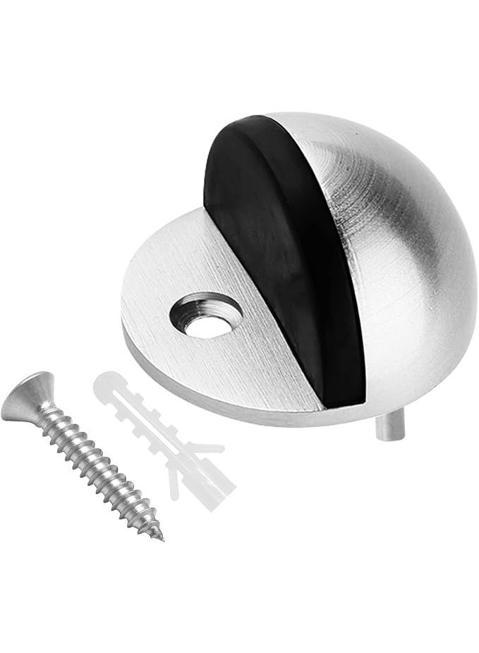 مصد باب نصف كروي مثبت على الارض من الستانلس ستيل الممتاز 304 والمطاط من منتجات ان واي سي او المعمارية - مصد باب شديد التحمل لحماية الحائط - مصد باب بنمط عصري متعدد الاستخدامات - 1.7 بوصة × 0.9 بوصة - Image 1